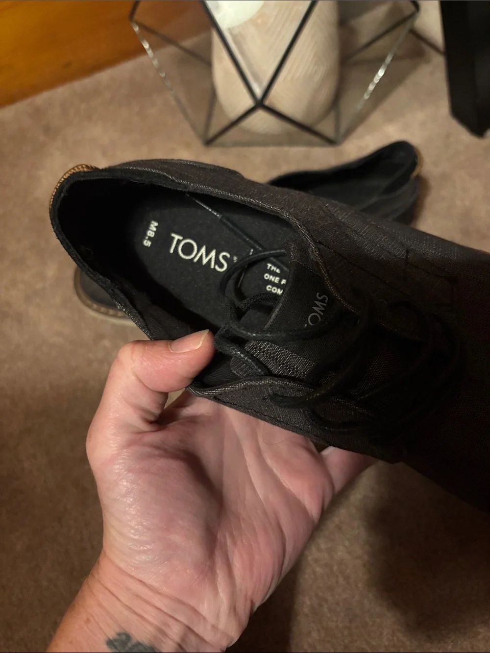 Toms Black Casual Derby Shoes with Cream Sole